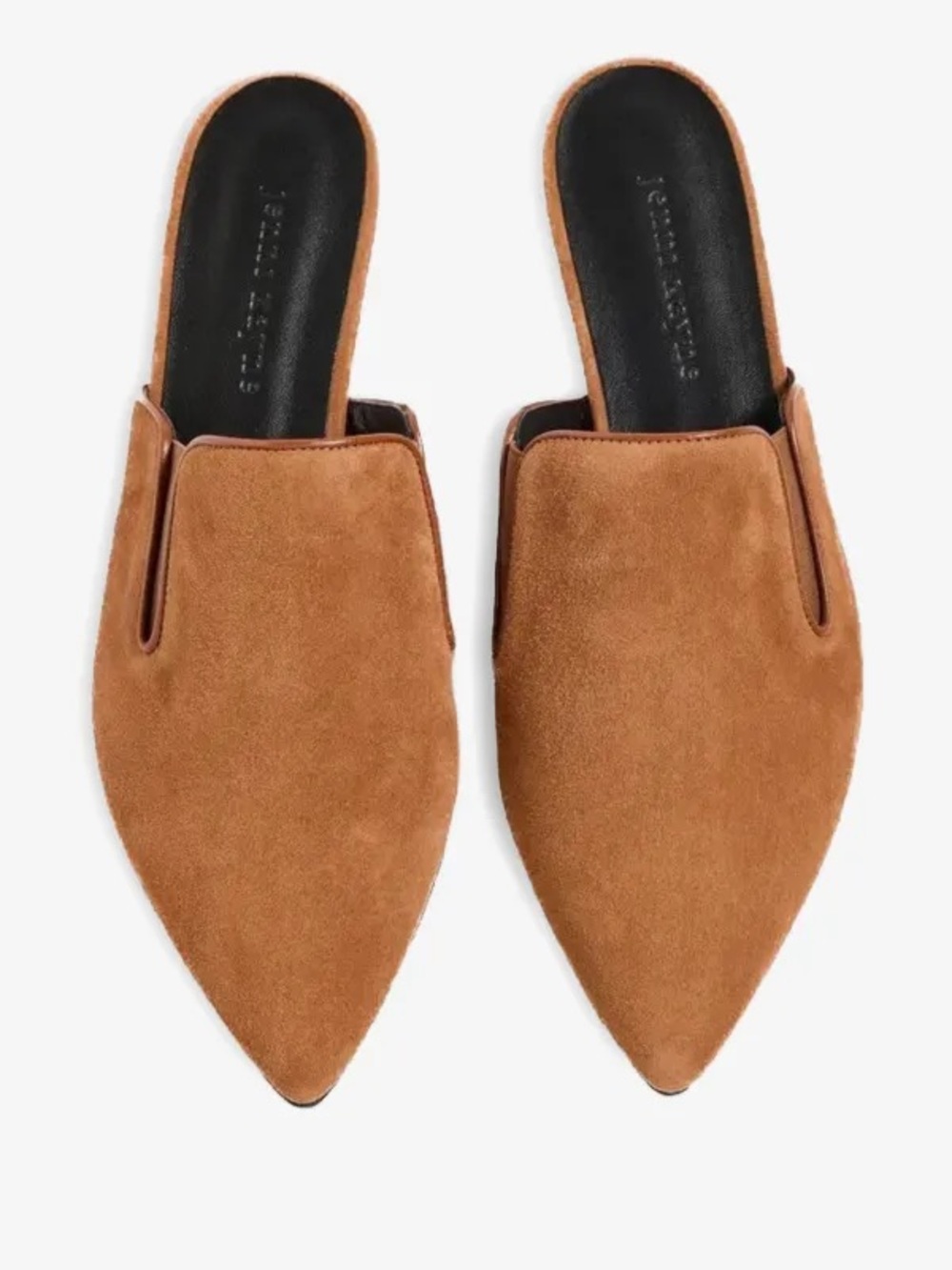 Jenni Kayne Goatksin Suede Mules Cognac Brown Size 37/US 6.5